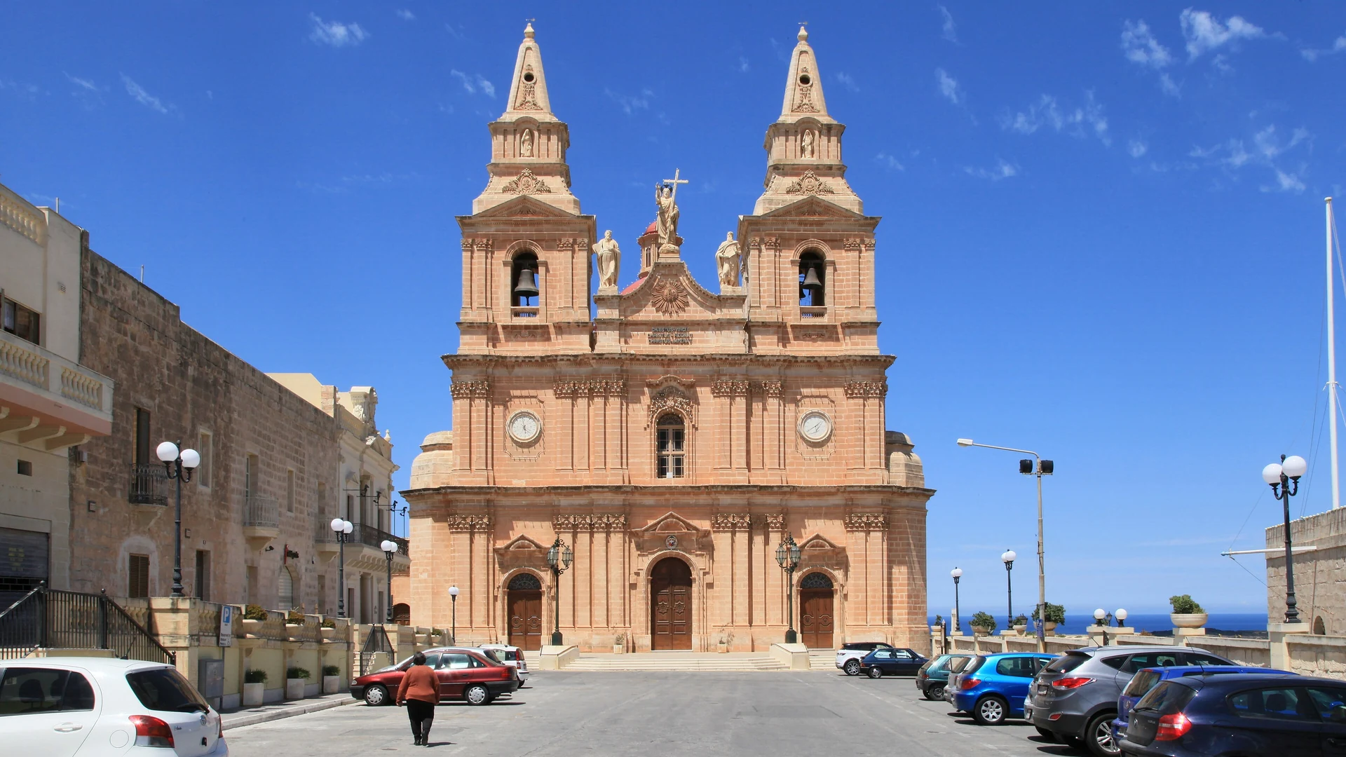 Misraħ il-Parroċċa, the parish church square in the hilltop village of Mellieħa, Malta